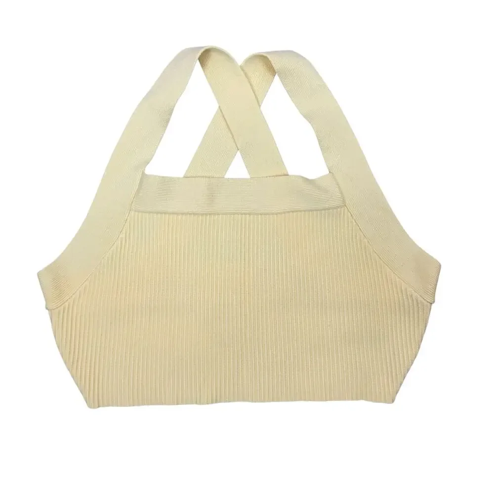 House of Harlow 1960 Crop Top Ribbed Yellow Cross Back Women's M